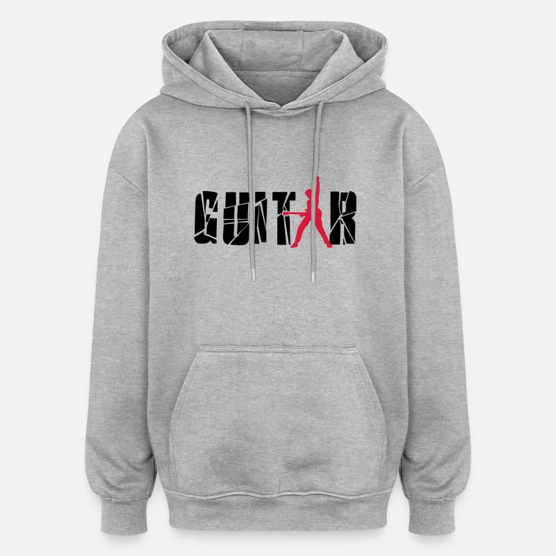 guitar - Sweat à capuche oversize unisexe - gris chiné