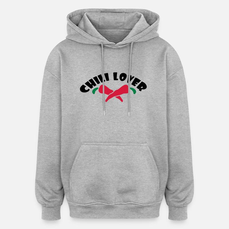 Chili Lover - Sweat à capuche oversize unisexe - gris chiné