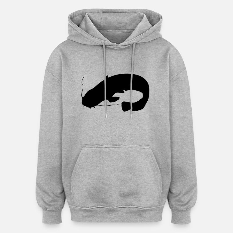 Poisson-chat - Sweat à capuche oversize unisexe - gris chiné