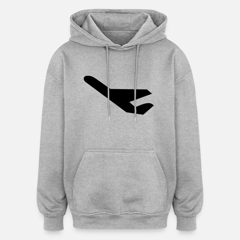 avion - Sweat à capuche oversize unisexe - gris chiné