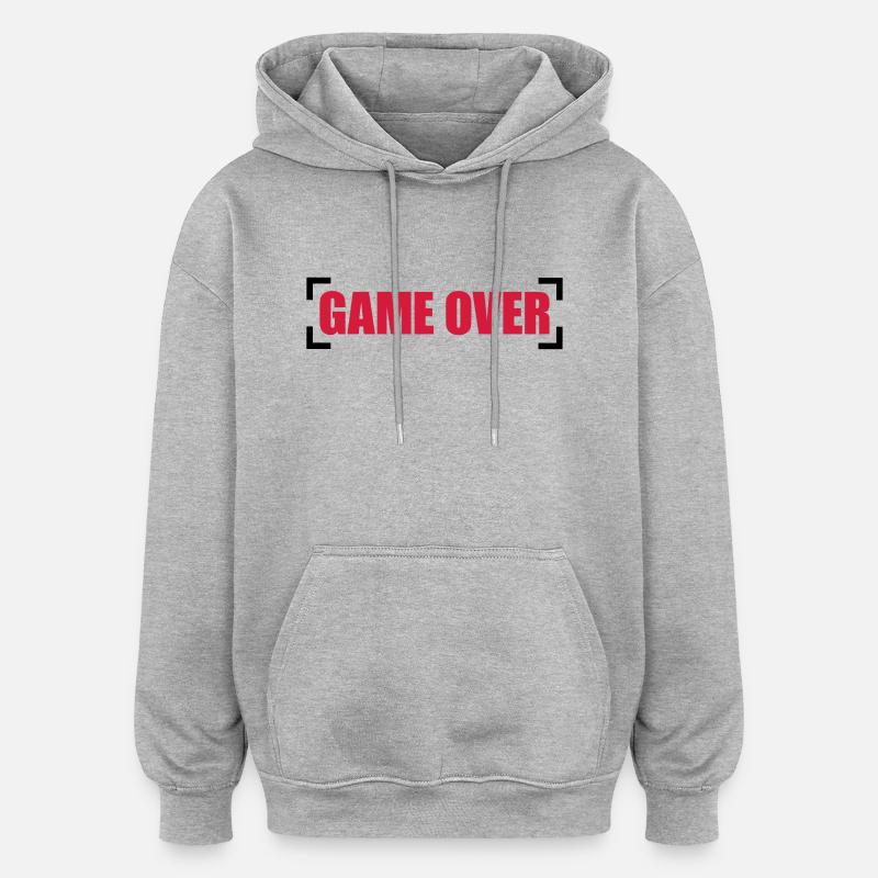 Game Over - Sweat à capuche oversize unisexe - gris chiné