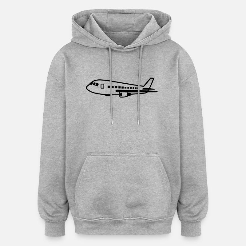 Avion - Sweat à capuche oversize unisexe - gris chiné