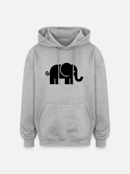 Elefant - Oversized Unisex Hoodie - Grau meliert