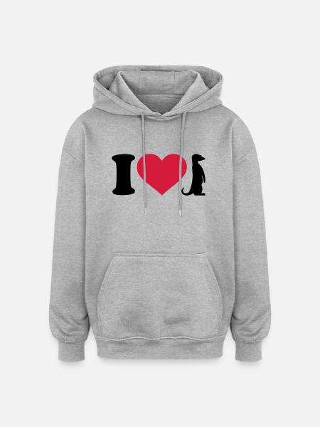 I love Meerkat - Oversized Unisex Hoodie - heather grey