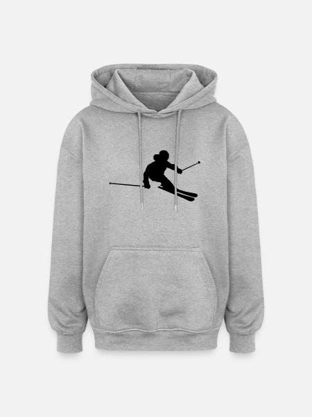 Skifahrer - Oversized Unisex Hoodie - Grau meliert