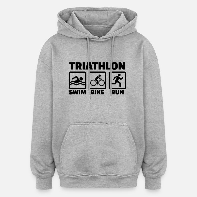 Triathlon - Sweat à capuche oversize unisexe - gris chiné