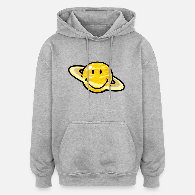 Smiley Saturn - Sweat à capuche oversize unisexe - gris chiné