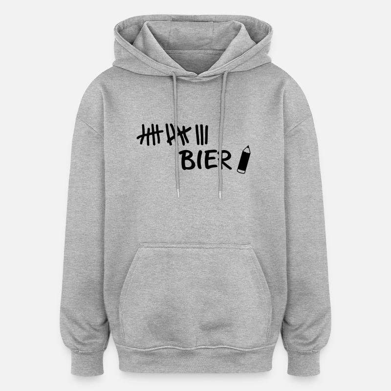 Striche - Bier Stift - Oversized Unisex Hoodie - Grau meliert