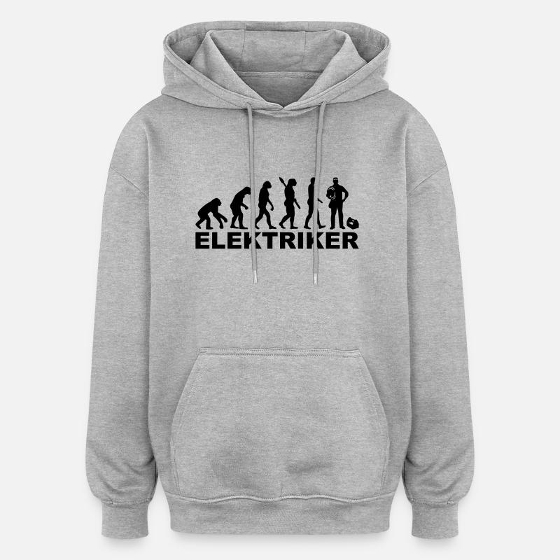 Elektriker - Oversized Unisex Hoodie - Grau meliert