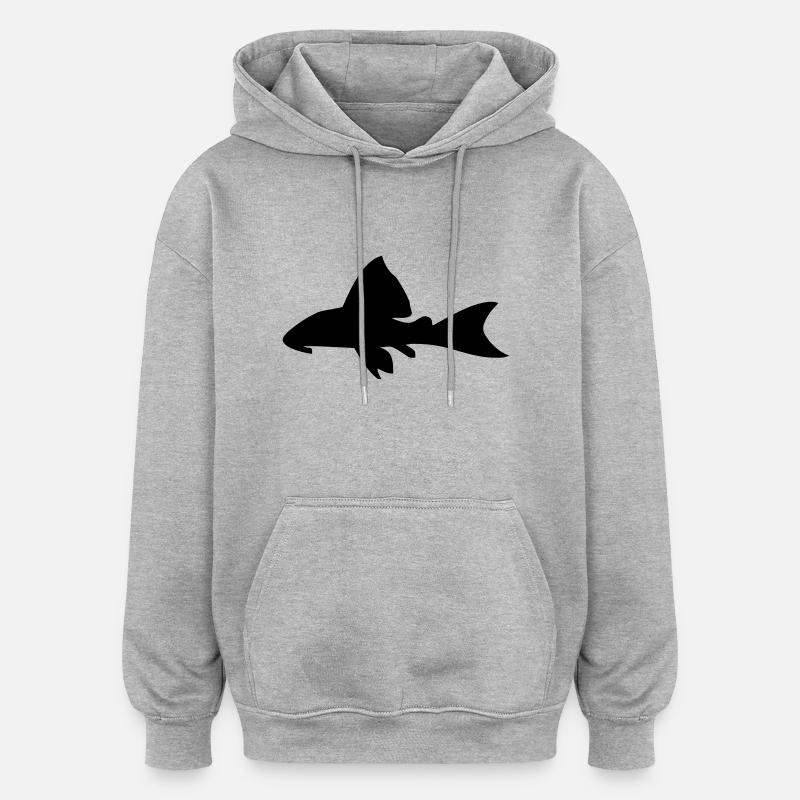Poisson-chat - Sweat à capuche oversize unisexe - gris chiné