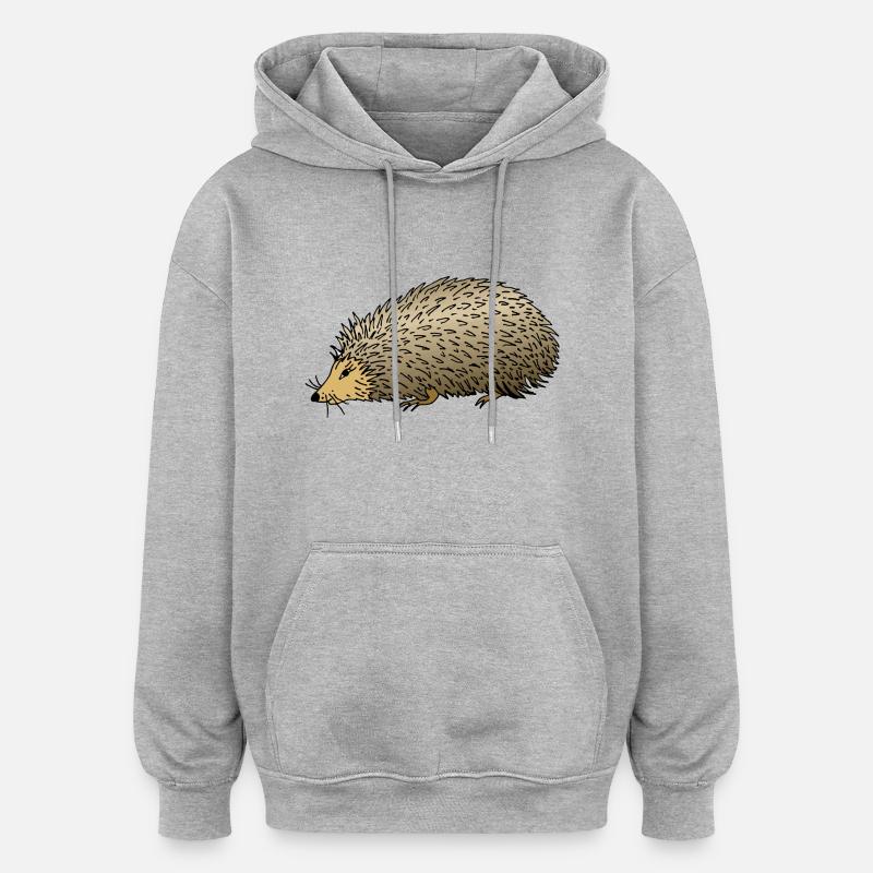 Hérisson - Sweat à capuche oversize unisexe - gris chiné