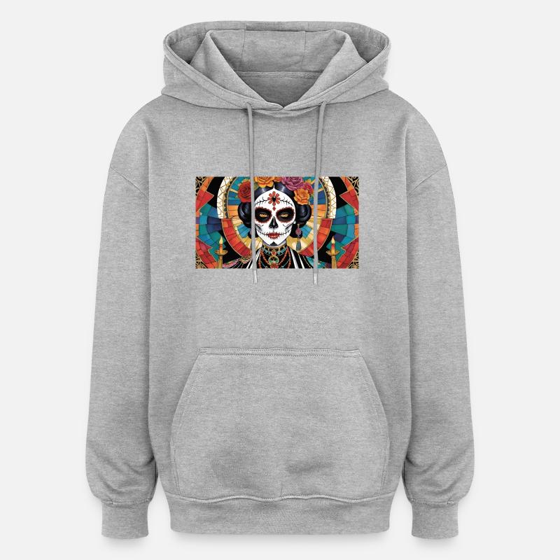 LA CATRINA DELUXE - Sweat à capuche oversize unisexe - gris chiné