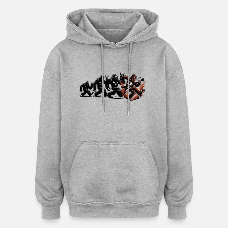 Bigfoot Gitarrist Evolution Walk - Oversized Unisex Hoodie - Grau meliert