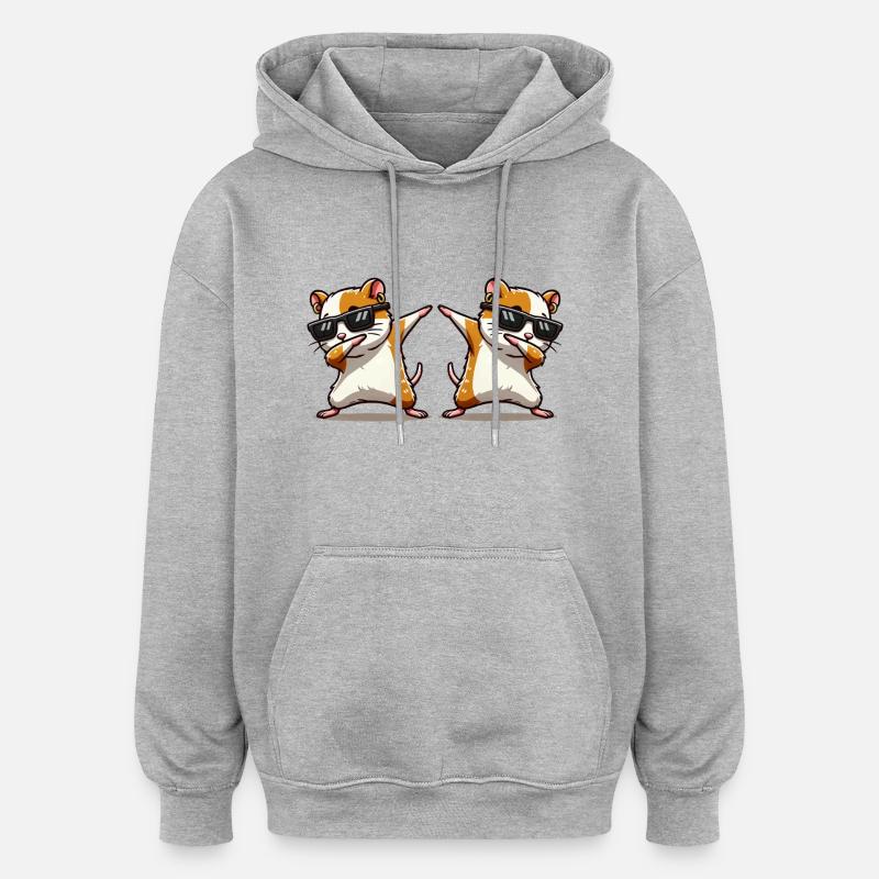 Dabbing de hamster 2 - Sweat à capuche oversize unisexe - gris chiné
