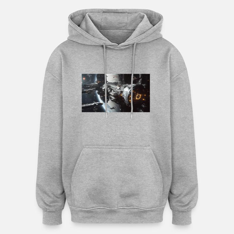 Perdu dans l’espace 1 1 - Sweat à capuche oversize unisexe - gris chiné