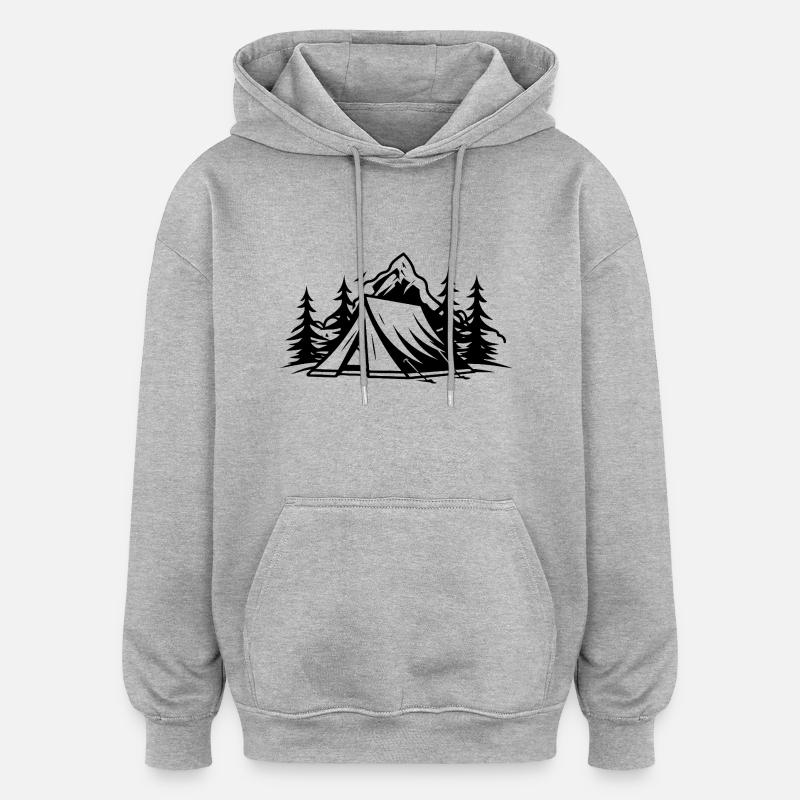 Tente de camping - Sweat à capuche oversize unisexe - gris chiné