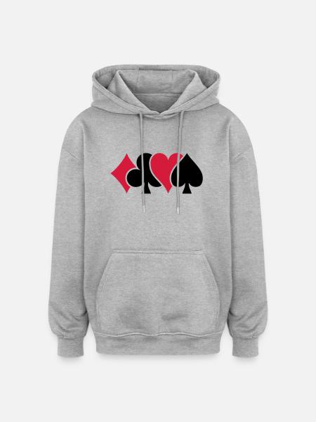 Playing Card Suits - Oversized Unisex Hoodie - heather grey