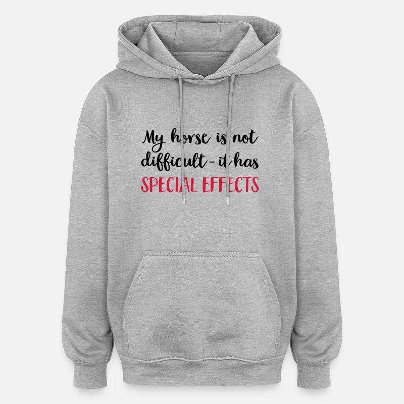 Pferde - Oversized Unisex Hoodie - Grau meliert