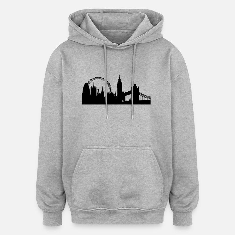 Londres silhouette 2 - Sweat à capuche oversize unisexe - gris chiné