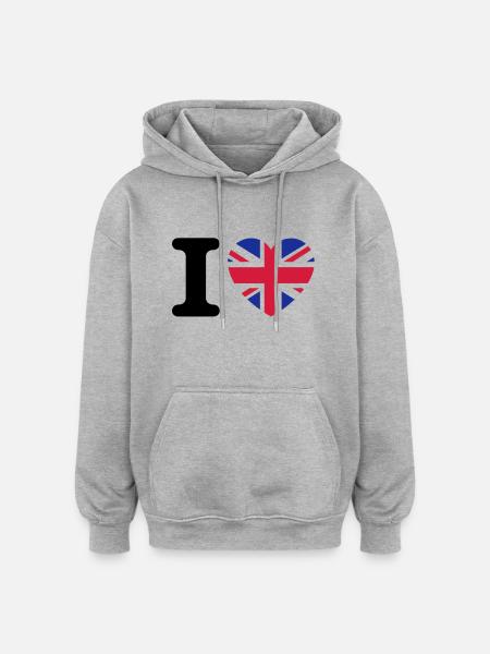 I love UK - Oversized Unisex Hoodie - heather grey