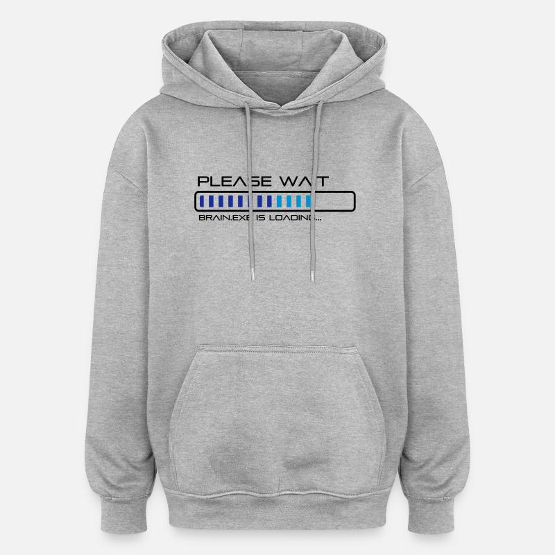 spruch_brain_exe_2 - Oversized Unisex Hoodie - Grau meliert