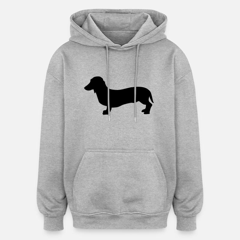 Dackel Hund - Oversized Unisex Hoodie - Grau meliert
