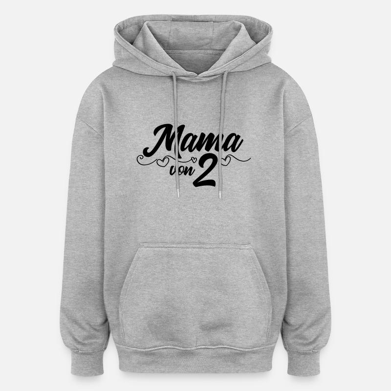 Maman de Deux - Gémeaux - Sweat à capuche oversize unisexe - gris chiné