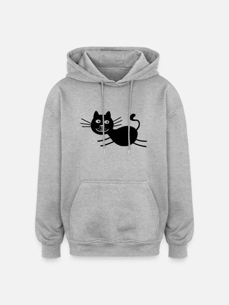 Black Cat rennend - Oversize unisex hoodie - grå meleret