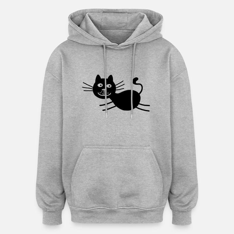 Black Cat rennend - Sweat à capuche oversize unisexe - gris chiné