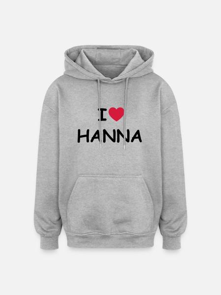 I love Hanna - Oversized Unisex Hoodie - Grau meliert