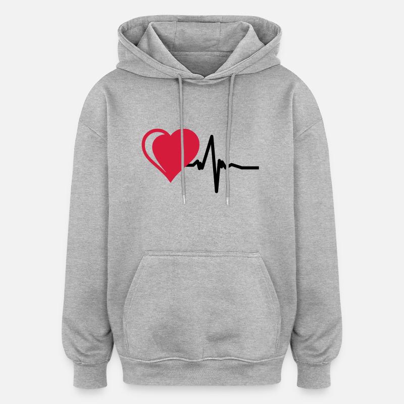 Coeur avec impulsion - Sweat à capuche oversize unisexe - gris chiné