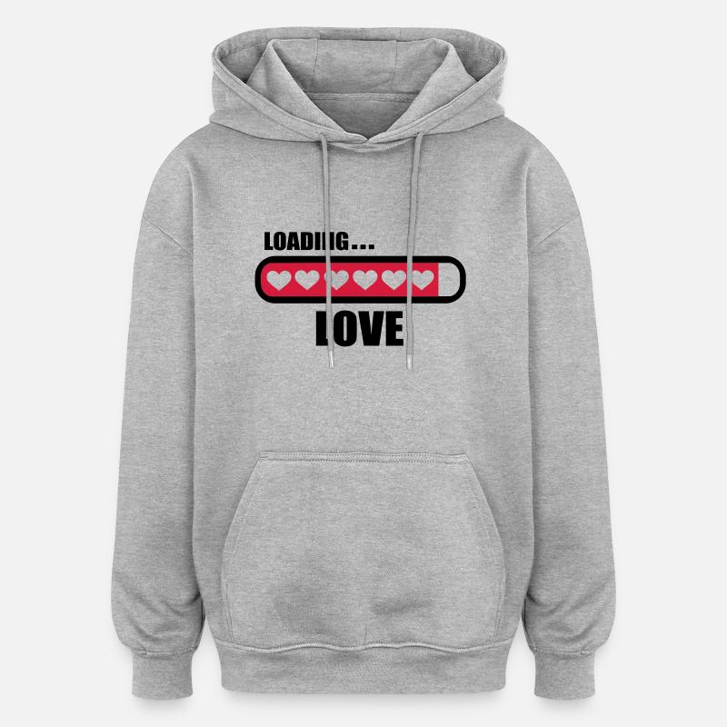 Amour loading - Sweat à capuche oversize unisexe - gris chiné