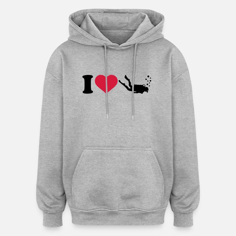 Tauchen - Oversized Unisex Hoodie - Grau meliert