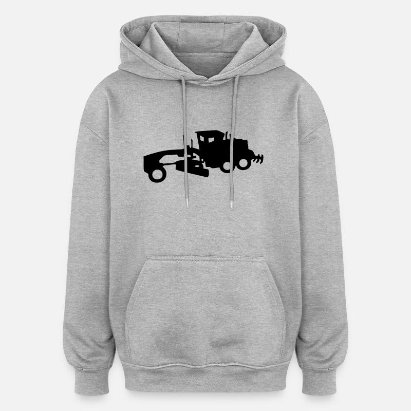 niveleuse grader grading lame bull - Sweat à capuche oversize unisexe - gris chiné