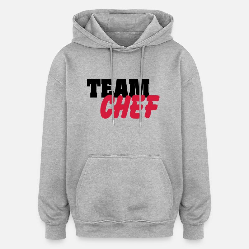 Team chef - Sweat à capuche oversize unisexe - gris chiné