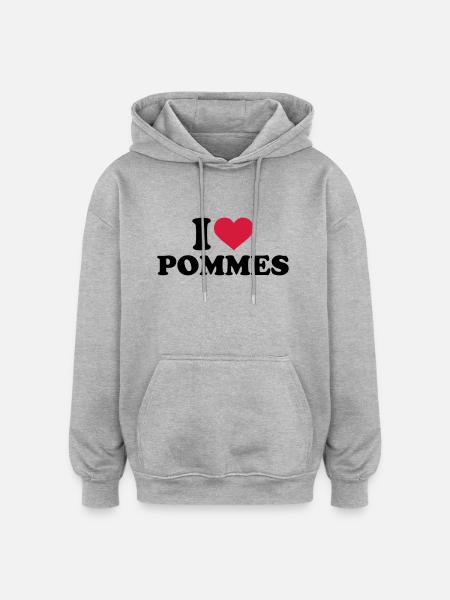 Pommes - Oversized Unisex Hoodie - Grau meliert
