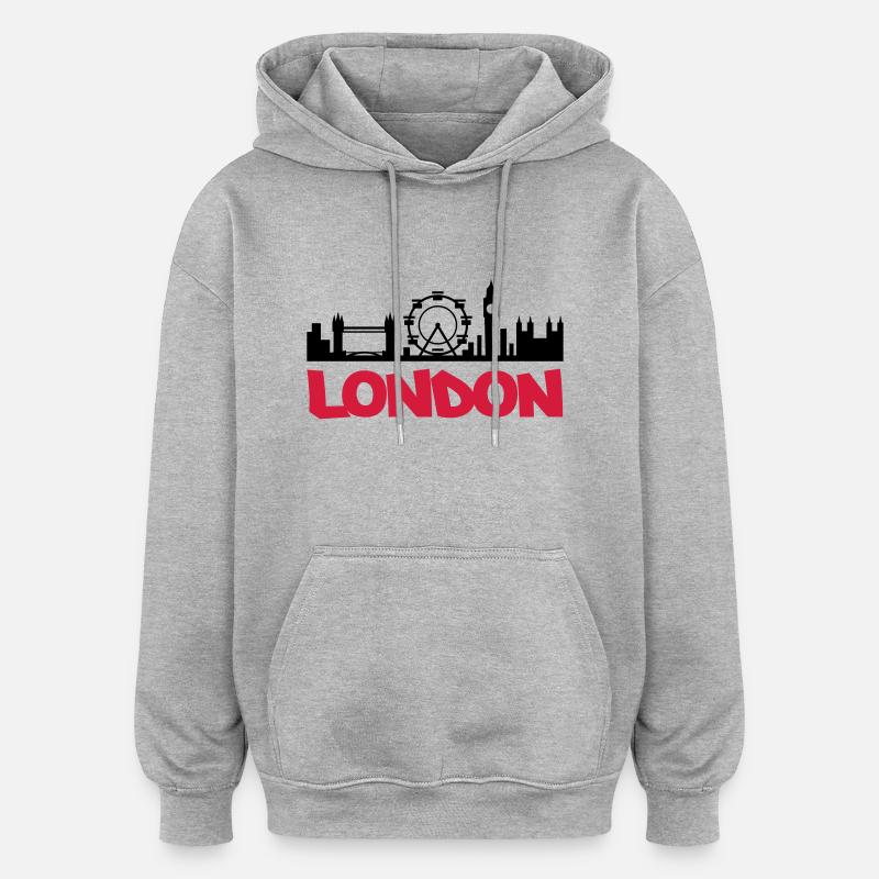 london_skyline - Sweat à capuche oversize unisexe - gris chiné