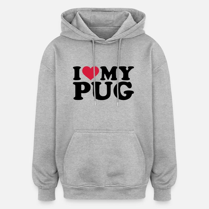 Mops - Oversized Unisex Hoodie - Grau meliert