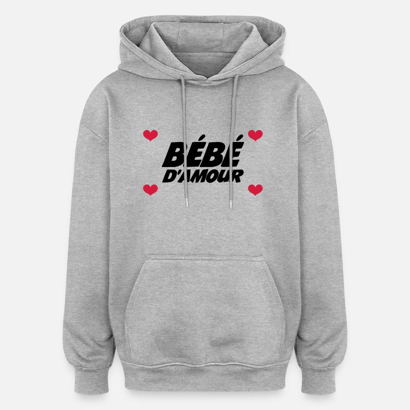 Bébé d'Amour - Sweat à capuche oversize unisexe - gris chiné