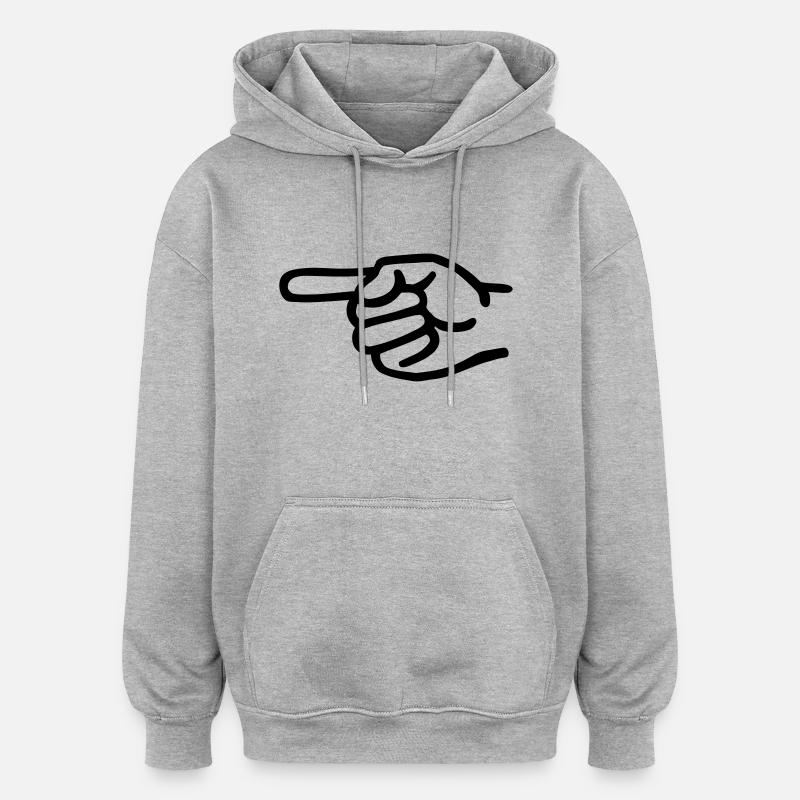 Doigt - Sweat à capuche oversize unisexe - gris chiné