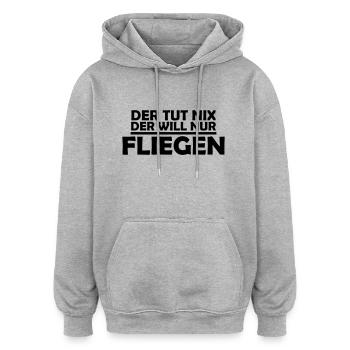 der tut nix der will nur fliegen - Oversized Unisex Hoodie - Grau meliert - Vorne - Noah (186cm)
