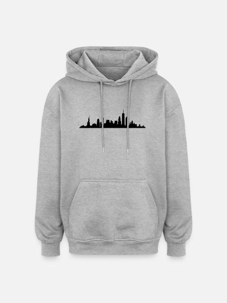 Skyline New York - Oversized Unisex Hoodie - Grau meliert