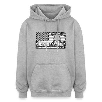 Lutte de sumo - Sweat à capuche oversize unisexe - gris chiné - Devant - Noah (186cm)