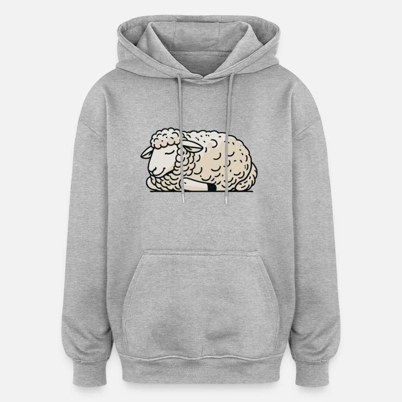 Mouton - Sweat à capuche oversize unisexe - gris chiné