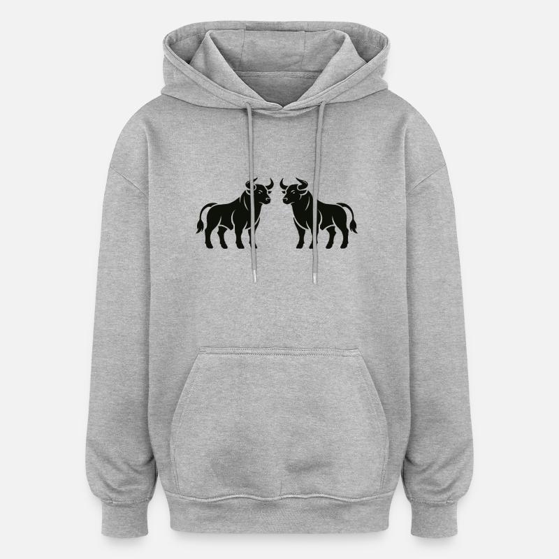 stiere - Oversized Unisex Hoodie - Grau meliert