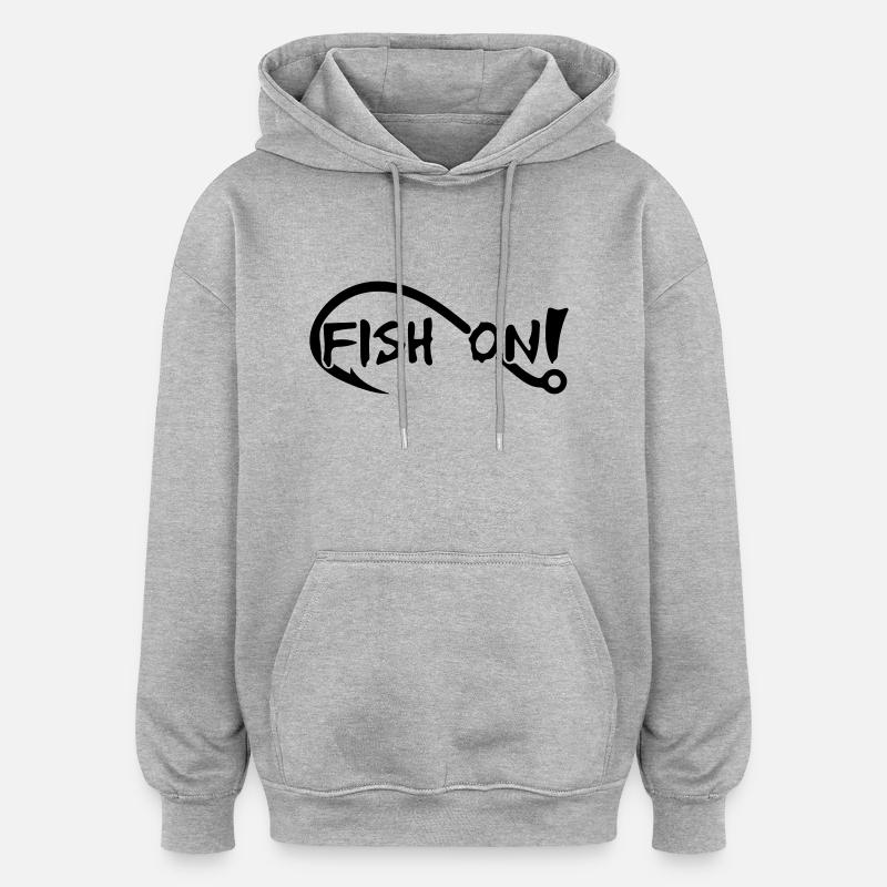 poisson sur - Sweat à capuche oversize unisexe - gris chiné