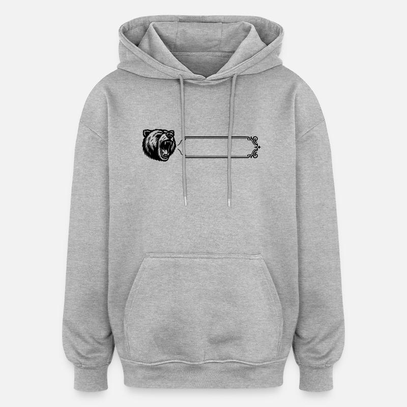 Grizzly - Name, Vorname - Oversized Unisex Hoodie - Grau meliert