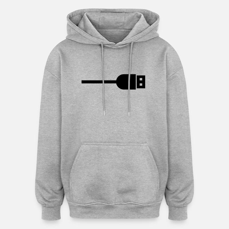USB - Sweat à capuche oversize unisexe - gris chiné