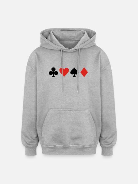 Karten - Oversized Unisex Hoodie - Grau meliert