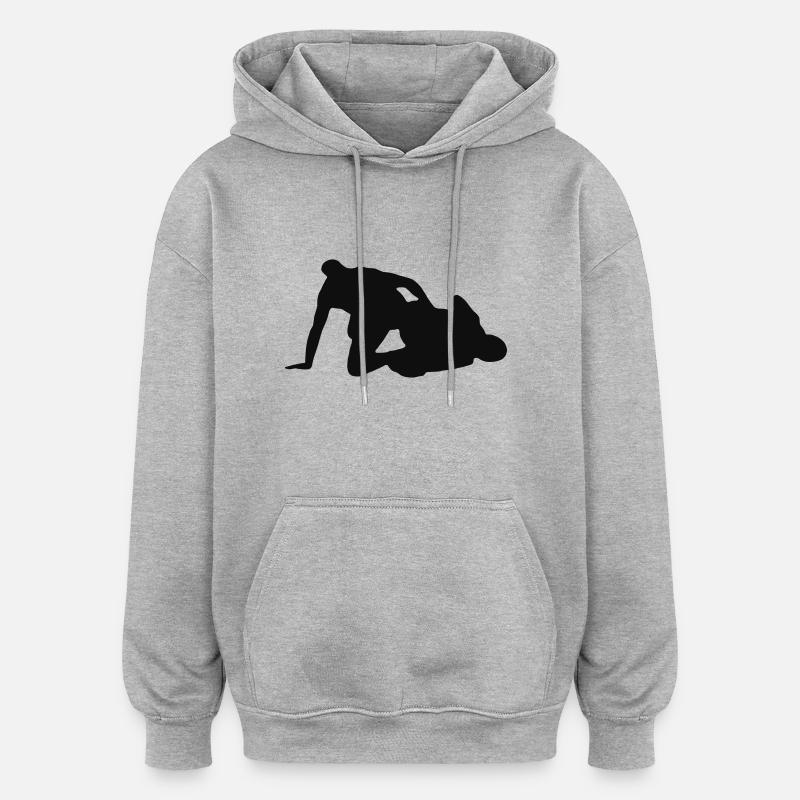 Grappling Leg Control Silhouette - Oversized Unisex Hoodie - heather grey